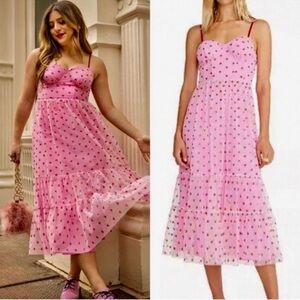 NEW Betsy Johnson Pink Heart Tulle Midi Dress
